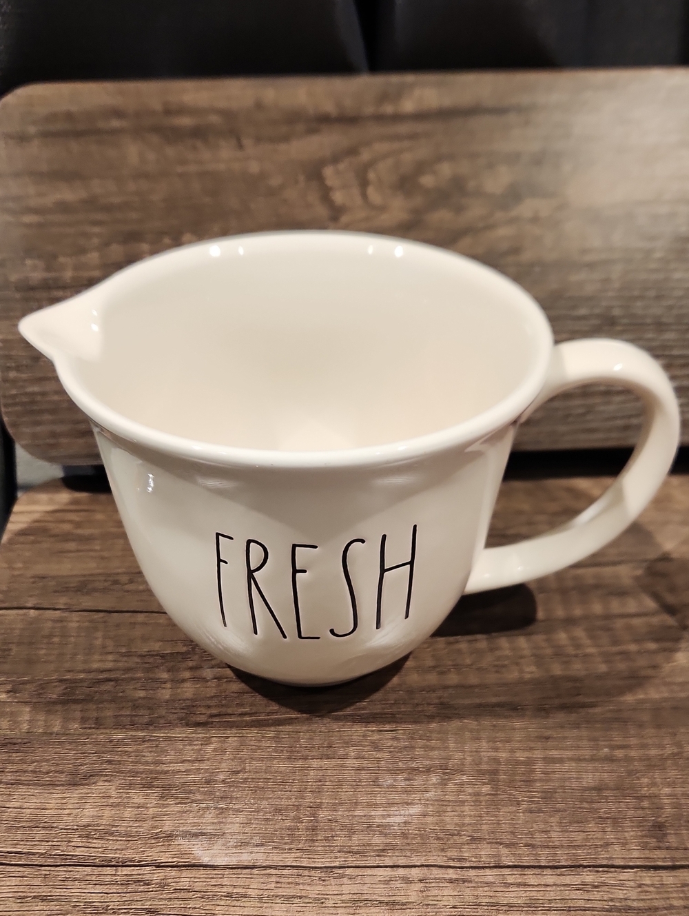 EUC Rae Dunn Cream Ceramic Pitcher with FRESH Script